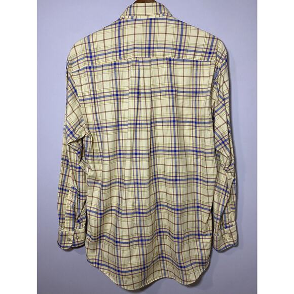 Gitman Brothers Shirt Men's MEDIUM Yellow Plaid Flannel Button Down Made‎ in USA - Picture 3 of 8